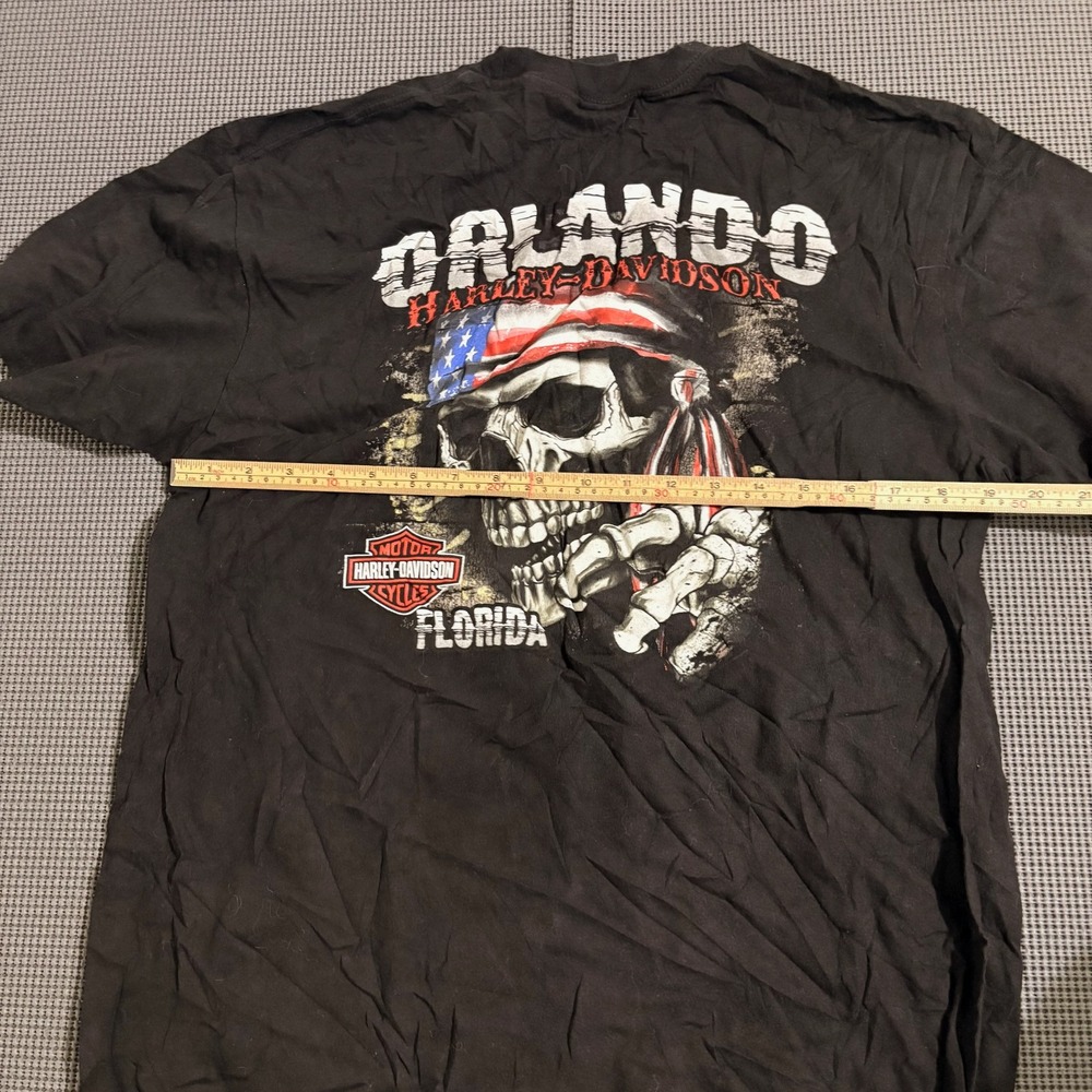 Harley-Davidson Orlando Florida Skull Graphic T-Shirt Black Mens Size L - Picture 5 of 5
